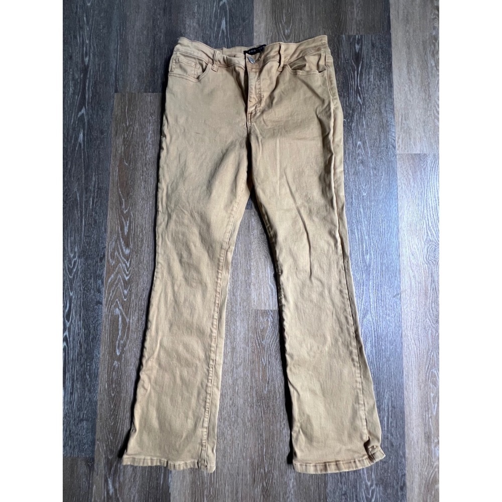 Prosperity Flare Jeans Womens 32 Tan Khaki Stretch Denim Pants Casual Boho